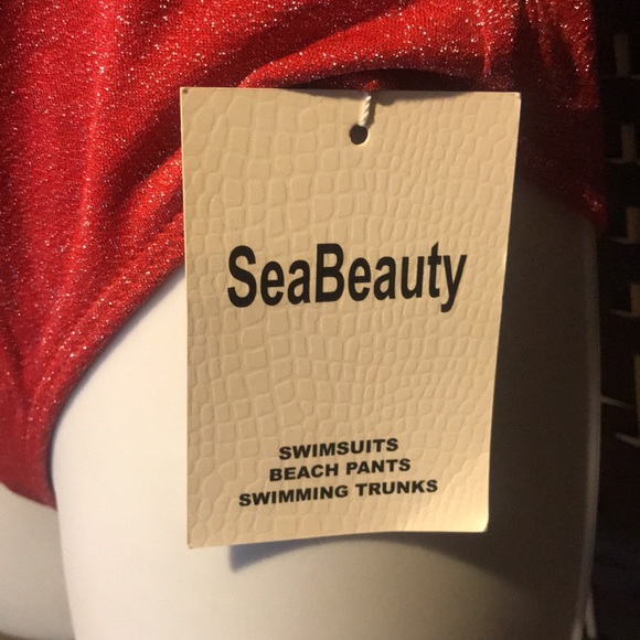 Women’s One Piece Swimsuit SeaBeauty Sz Small Red - Picture 2 of 5
